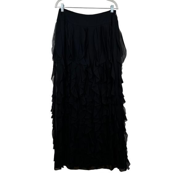 Worth Silk Maxi Skirt Y2K Handkerchief Black 8 Whimsy Goth Fairy Grunge Witchy - Picture 1 of 10